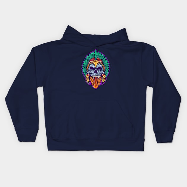 Awesome Aztec Skull Kids Hoodie by SLAG_Creative